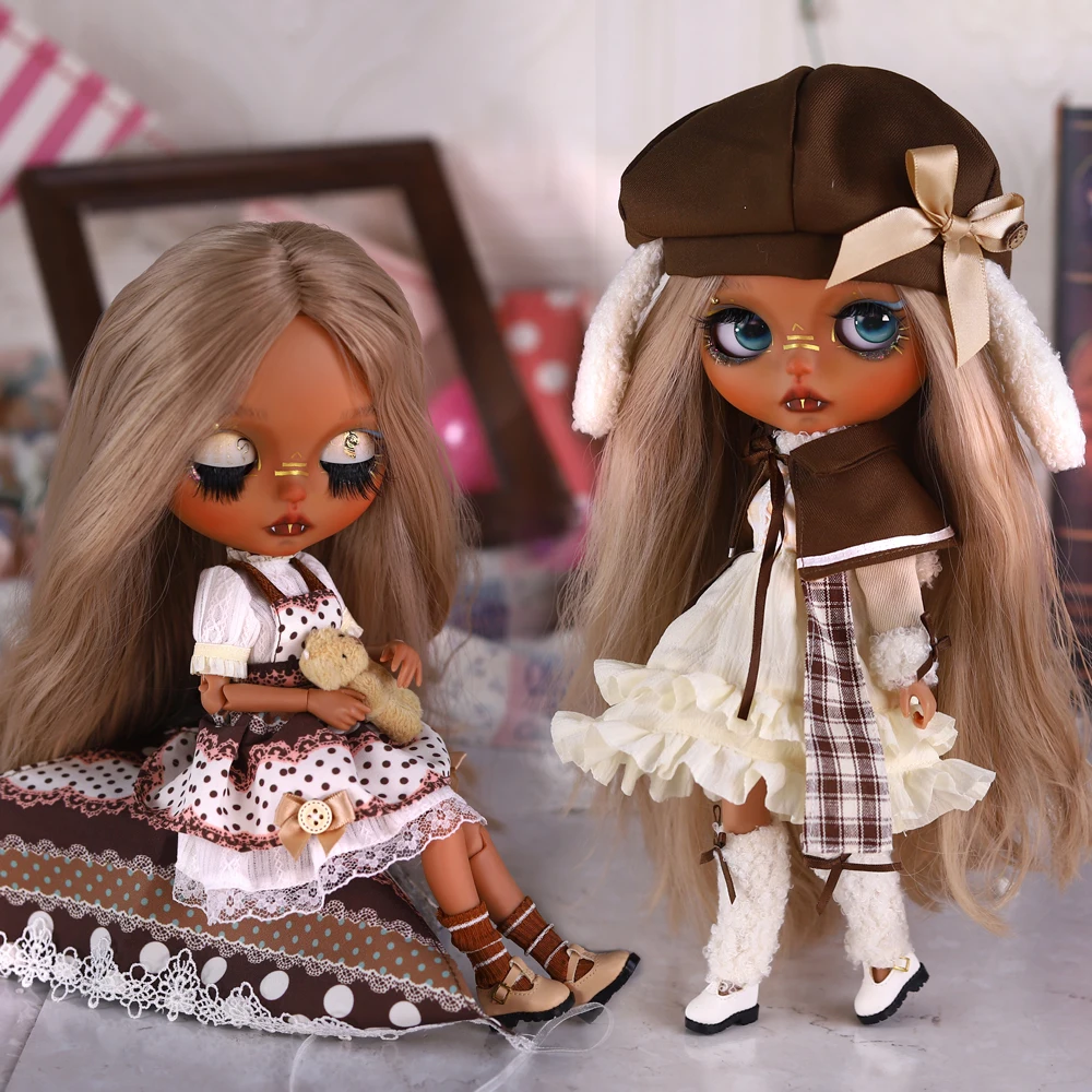 

Кукла BJD ICY DBS Blythe, масштаб 1/6, 30 см, ручная роспись, черный оттенок кожи с пухлыми губами, в комплекте с модными аксессуарами