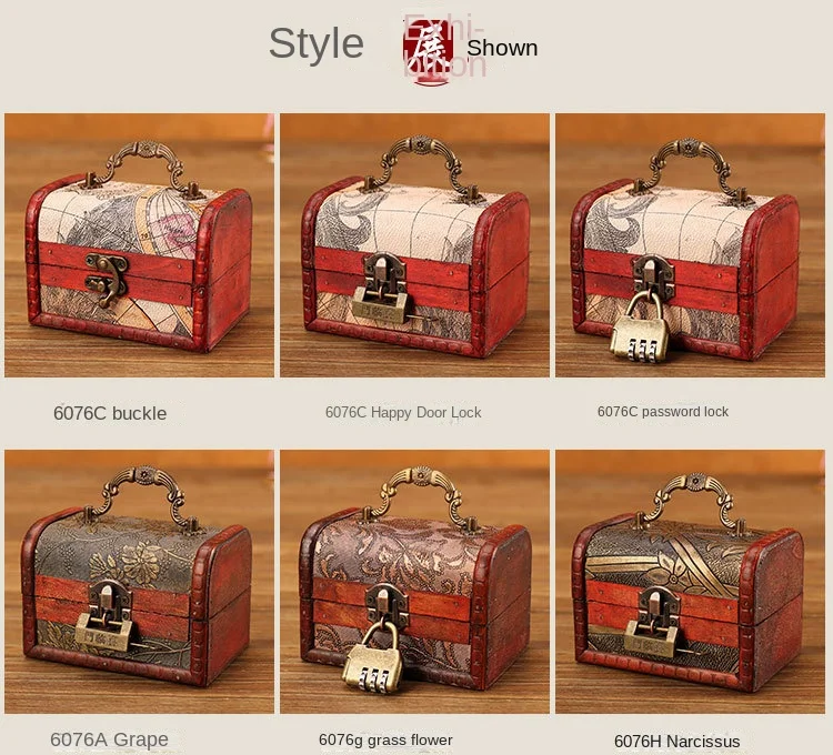 Hot-Selling Antique Retro Wooden Crystal Packaging Box with Green Stone - Yuan Datou Jewelry Storage Box