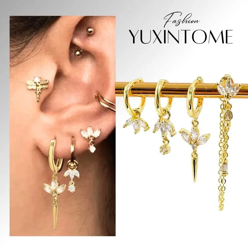 

925 Sterling Silver Needle Crown Horse Eye Pendant Hoop Earrings Luxury Colorful Zircon Stud Earrings Women's Fine Jewelry