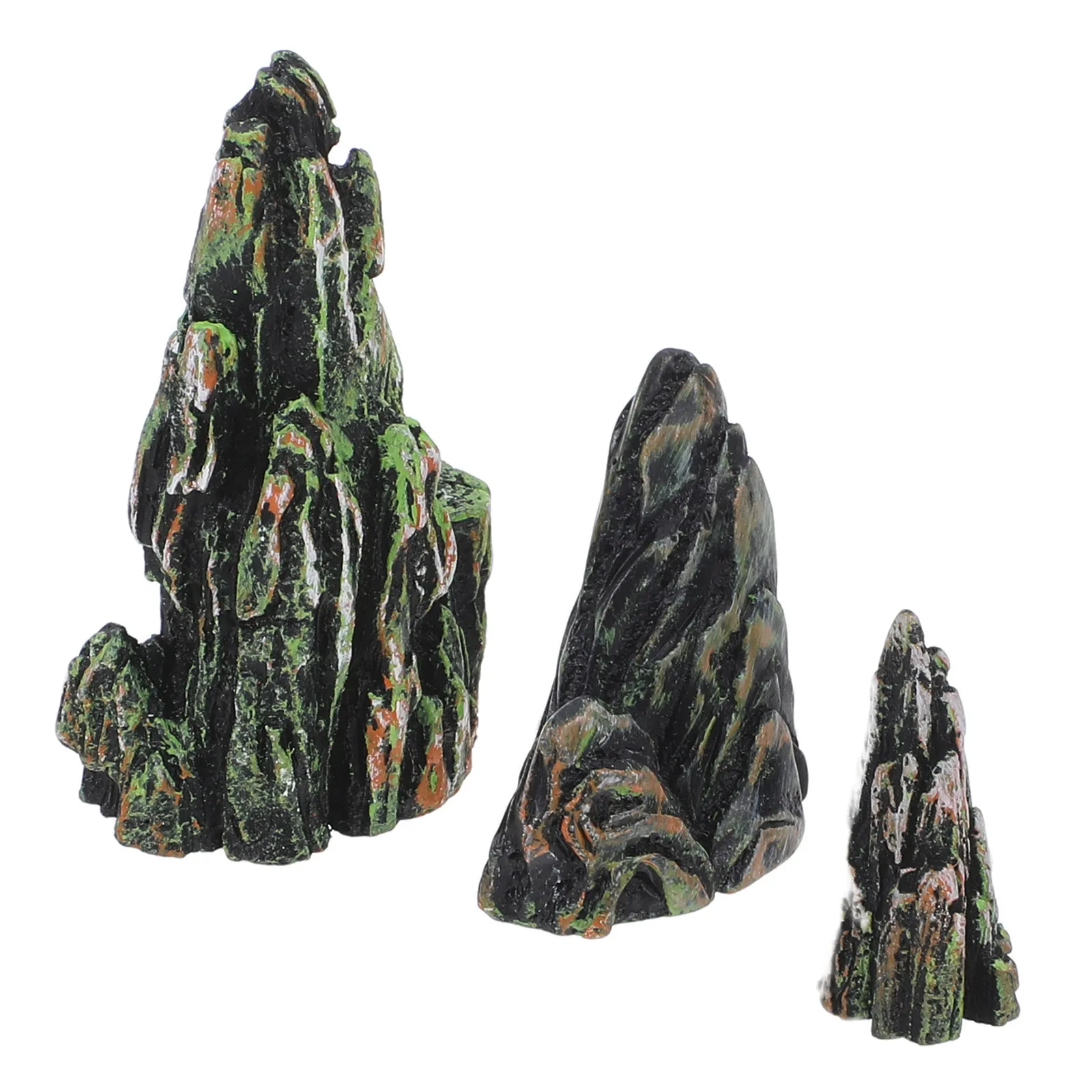 3Pcs Miniature Artificial Rock Micro Landscape Decoration Handcarved Resin Rockery Zen Garden Desktop Aquarium Fish Tank