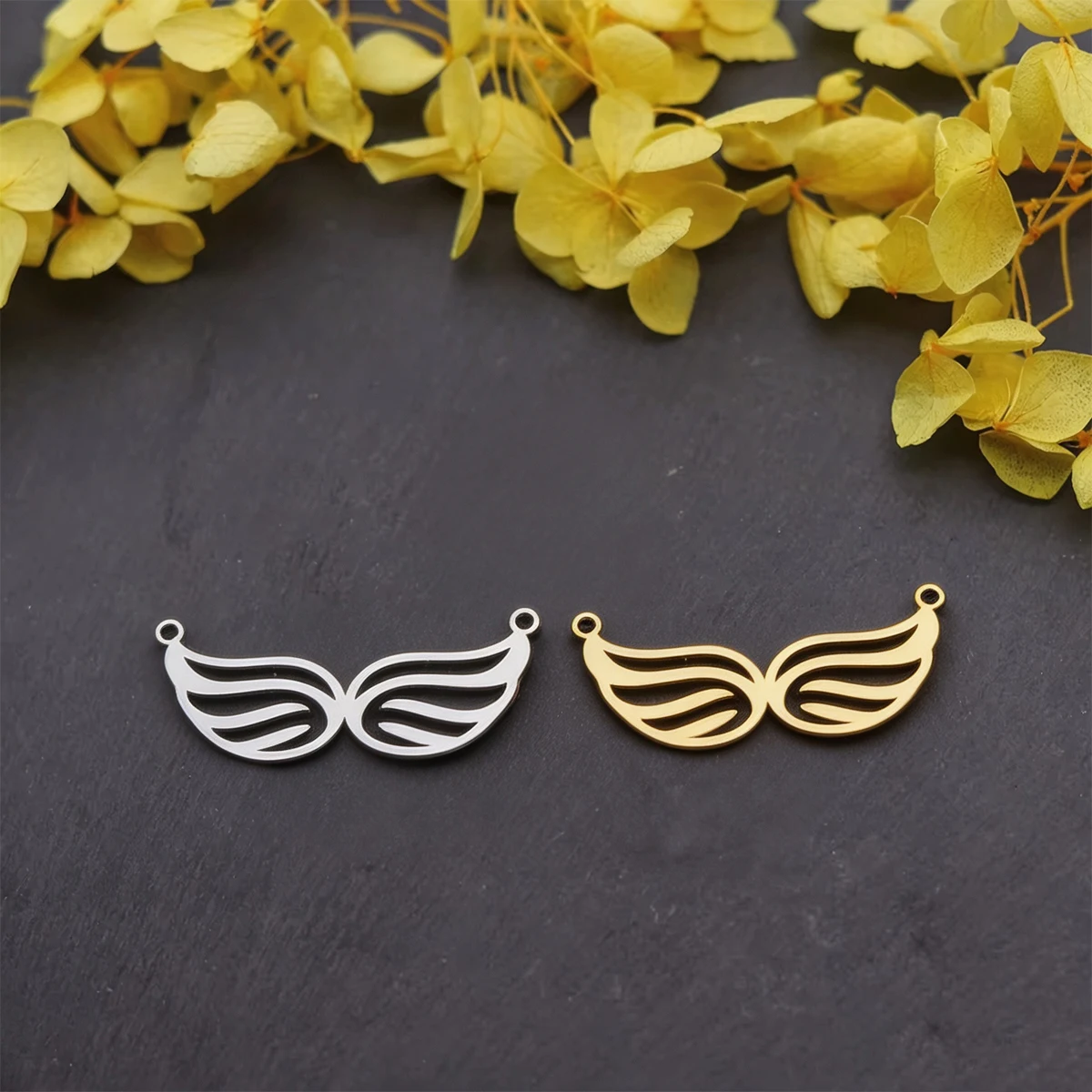 3pcs Stainless Steel Wing Charms Angel Wings Pendant Connector for DIY Jewelry Making Necklace Bracelet Accessories Wholesale