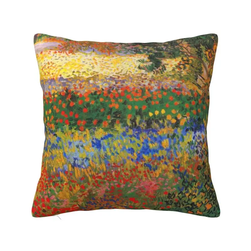 Flower Garden Painting By Vincent Van Gogh Cushion Cover 45x45cm Velvet Cute Pillows Home Decor