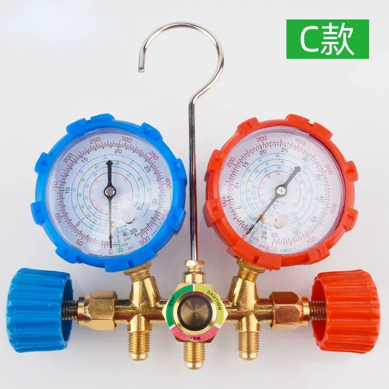 Durable Fluoride Gauge 536 Automotive Air Conditioner R134a Dual Gauge Valve R22 Snow Refrigerant Pressure Gauge Filling Equipme