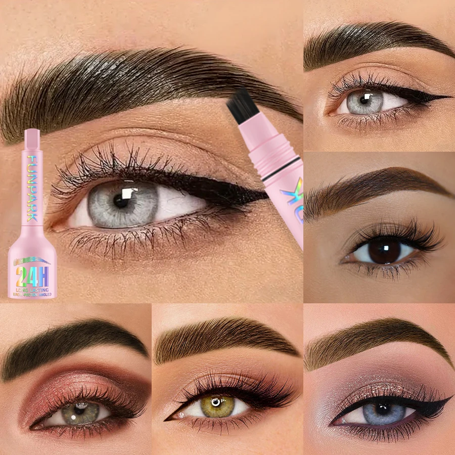 3 Colors 3D Eyebrow Pen Black Brow with Brush Eyebrow Enhancers Cream Makeup Anti-smudge Waterproof Long Lasting Eye Pencil