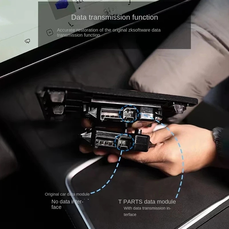 

Car Central Control USB Module Data HUB Expansion Dock Transmission Function For Tesla Model 3/Y 2021-2022