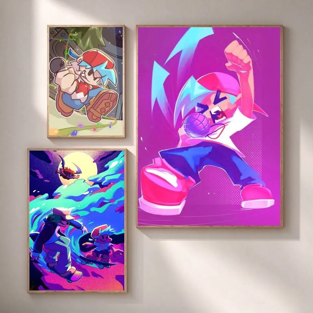 Friday Night Funkin Rhythm Game  Poster High Quality Dorm Living Room Aesthetic Wall Decoration Painting Stickers Gift
