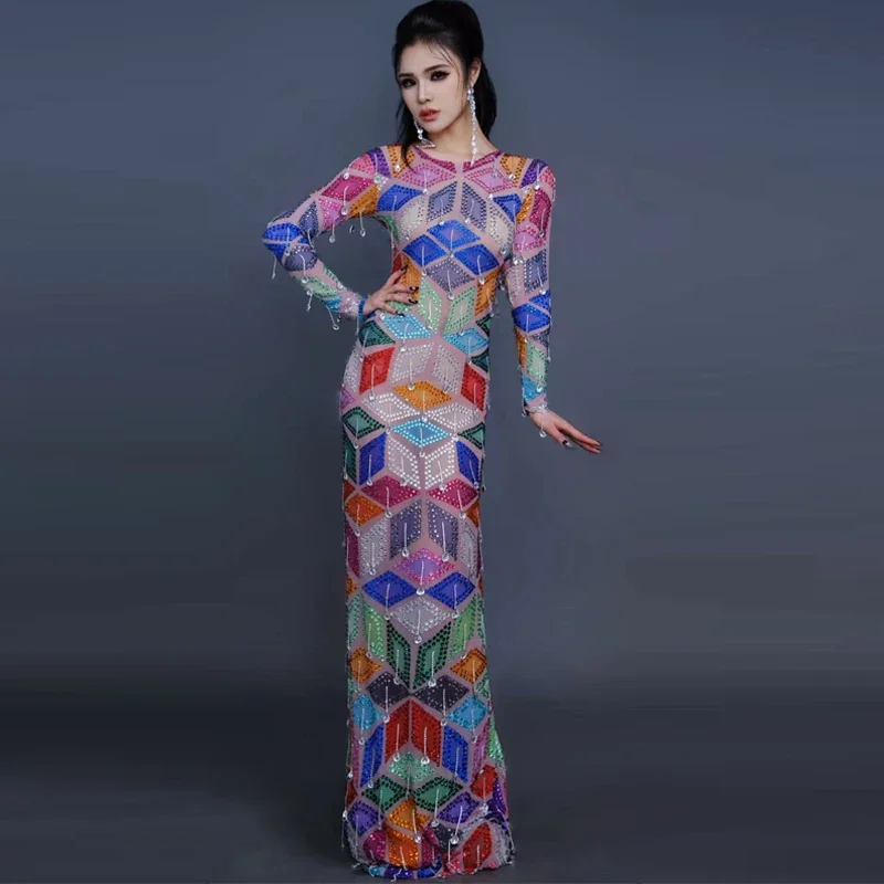 

Rhinestones Bodysuit Women Diamond Celebrate Evening Dress Gogo Dance Costumes Halloween Pole Dance Rave Outfits