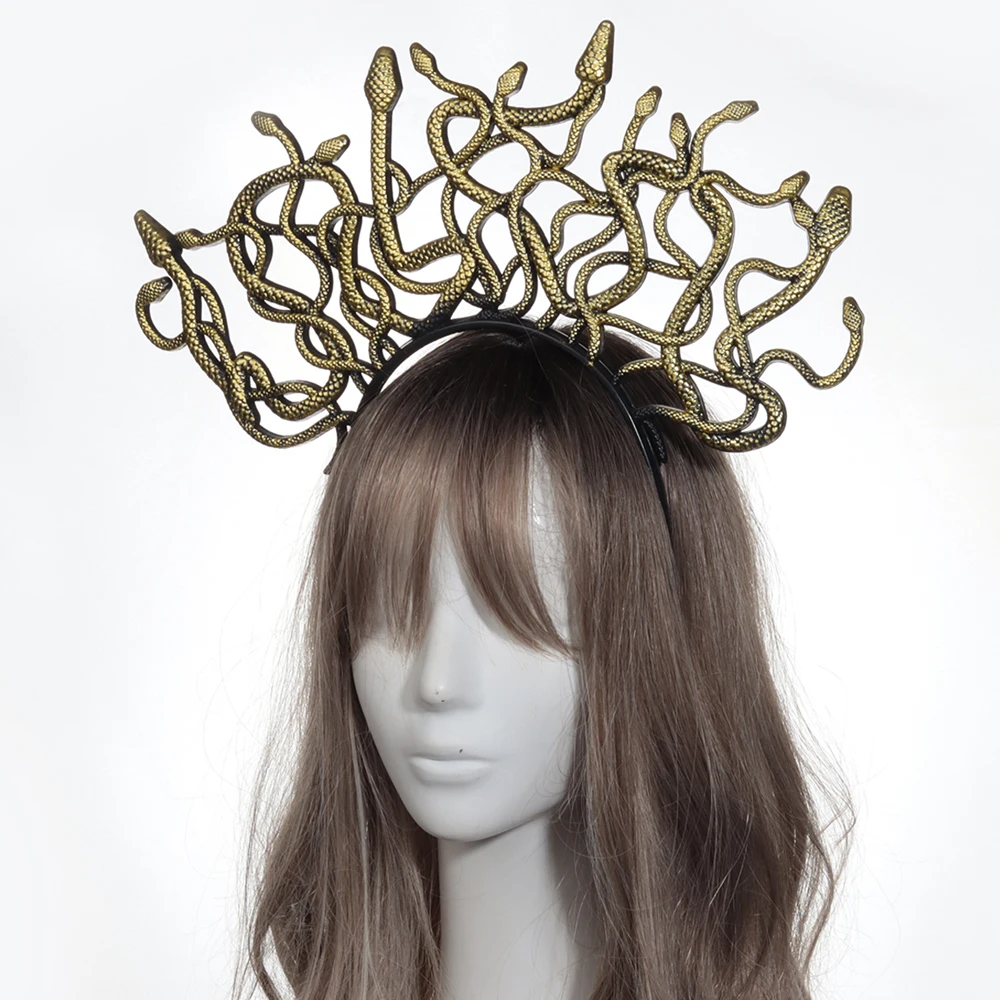 Women Medusa Headpiece Cosplay Girl Headwear Ancient Greek Mythology Snake Shape Headdress Halloween Carnival Costume Party Gift