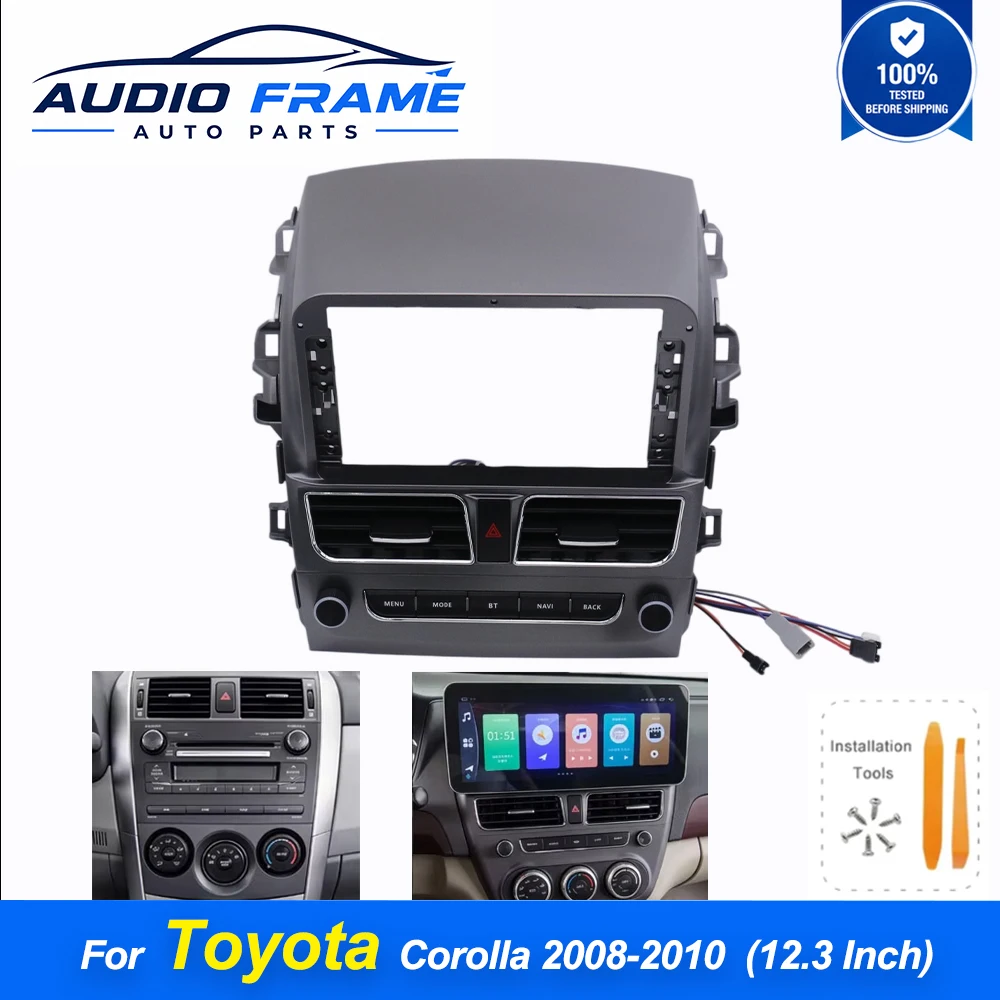 12.3 Inch Android Car Stereo Fascia Dash Trim Kit For Toyota Corolla 2008-2010 Fast Charging Physical Button Version Radio Frame