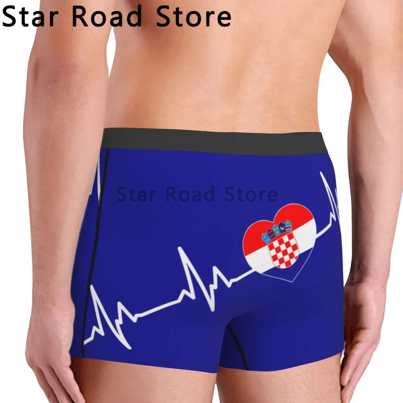 Cool Heartbeat Croatia Flag Boxers Shorts Panties Male Underpants Breathbale Croatian Country Heart Family Briefs Underwear