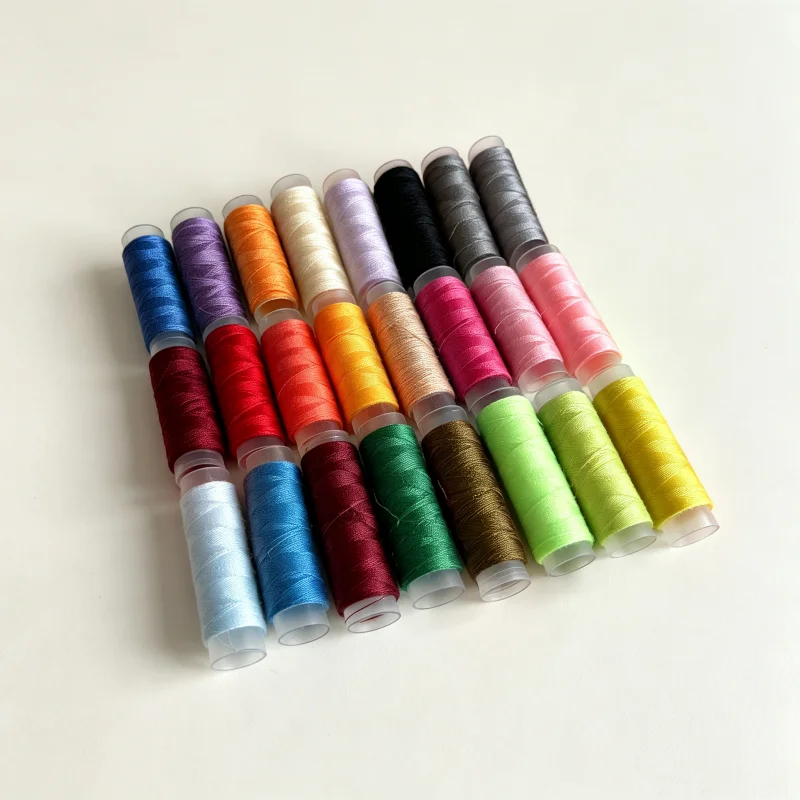 24 Farben Nähgarn 100% Polyester Garn Nähgarnrolle Maschinen- und Handstickerei für Heim-Nähset – Detail 1