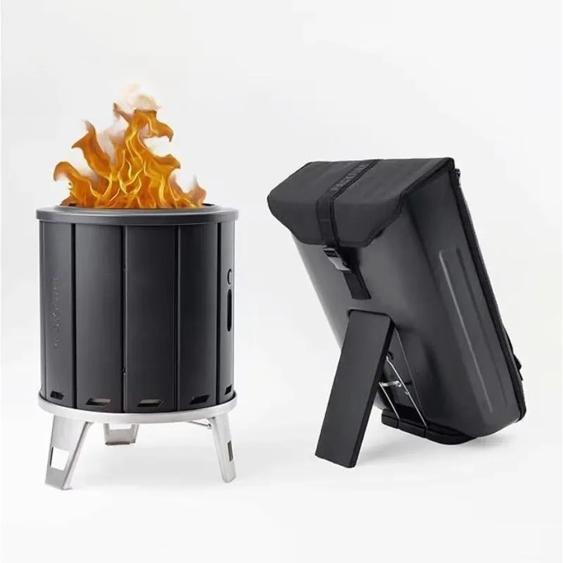 Portable Camping Stove Foldable Flat Design Smokeless Burning Stainless Steel Aluminum with Backpack for Outdoor Hiking