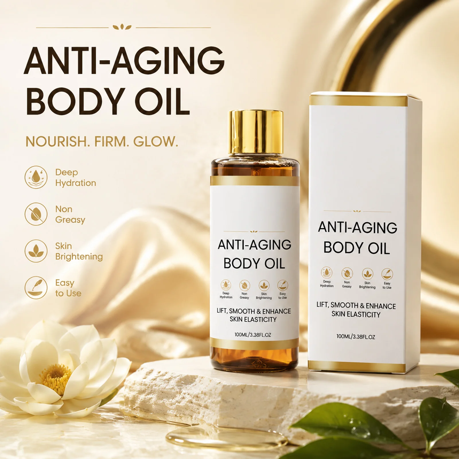 Firming Body Oil Lightweight Moisturizing for Dry Skin Fast Absorbing Hydrating for Face Belly Arms Legs Skin Care Massage Oil