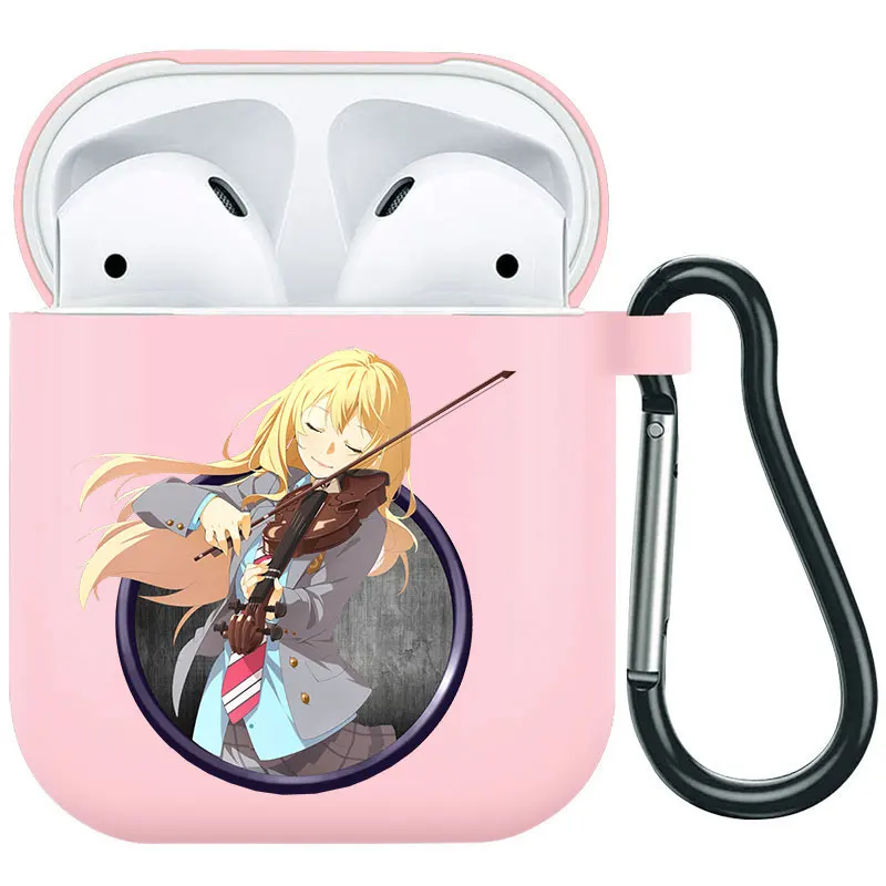 Lovely japanese anime Your Lie in April Soft silicone TPU Case For AirPods Pro1 2 3 4 Pink Wireless Bluetooth Earphone Box Cover