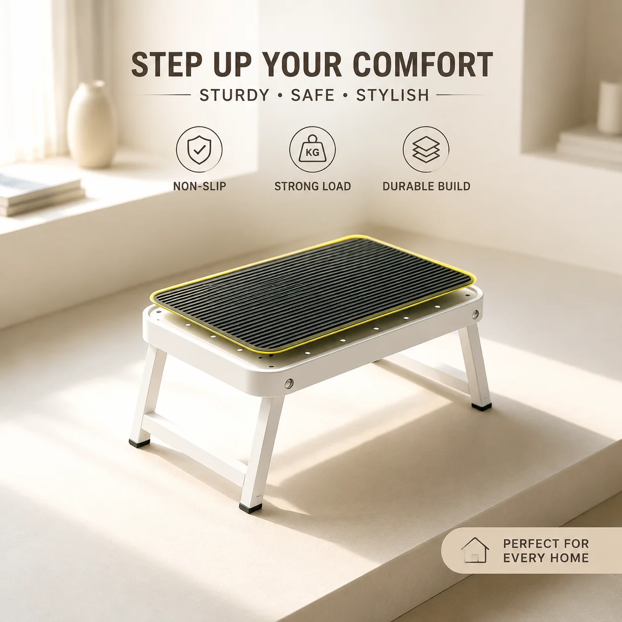 Foldable Anti-Slip Step Stool for Kids and Adults – Indoor Multi-Use Thick Platform Ladder