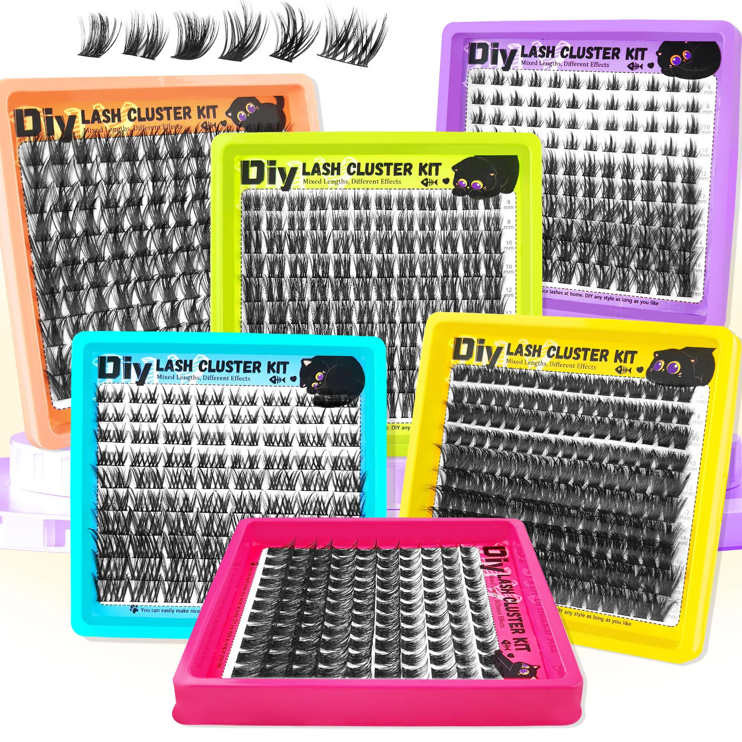 RED SIREN Lash Clusters Cosplay Eyelash Extensions Wispy Thick Natural DIY C Curl Individual Lashes