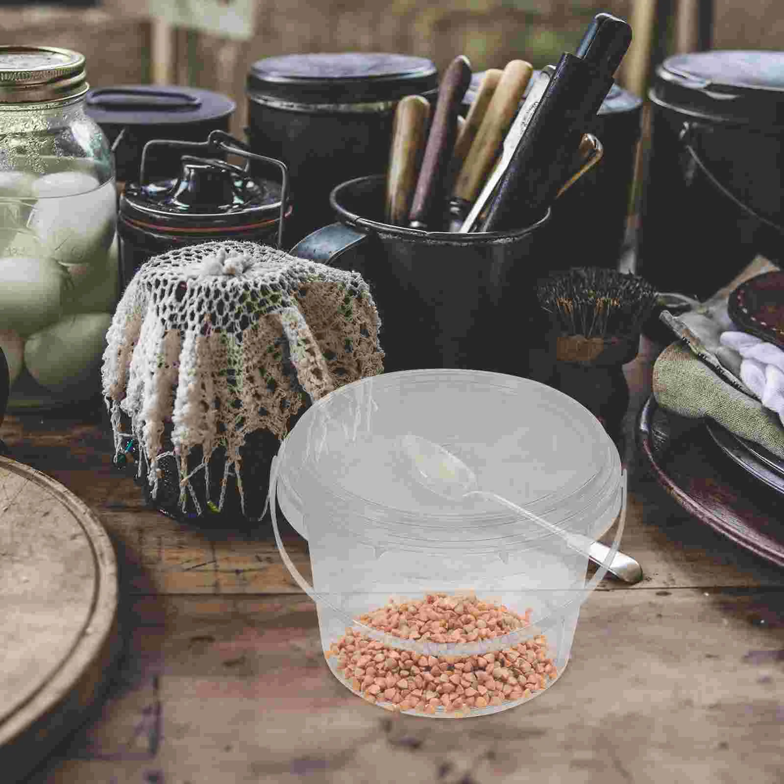 Ice Bucket Storage Ice Cream Clear Containers Food Ice Buckets Kitchen Cups Grain With Lid Dessert Plastic Canister Cereal