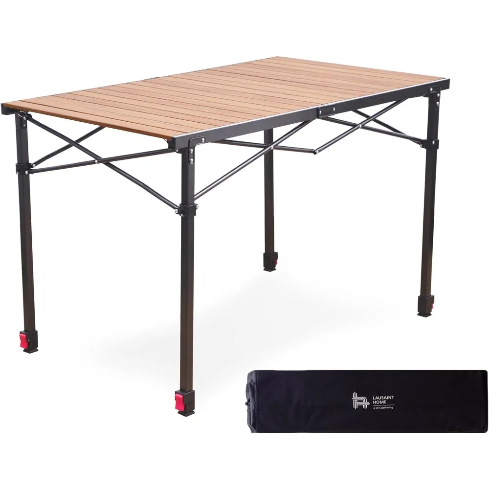 

Folding Camping Table with Aluminum Roll-up Tabletop, Portable Lightweight Beach Table with Carry Bag, Perfect for Picnic, Outd