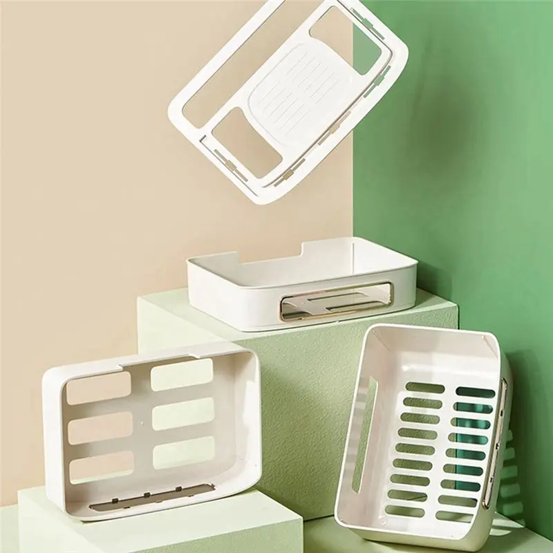 B84B Router Storage Box, Cable Organizer Wire Socket Cover Box, PP Desktop Set-Top Box Shelf for Living Room Office, Green