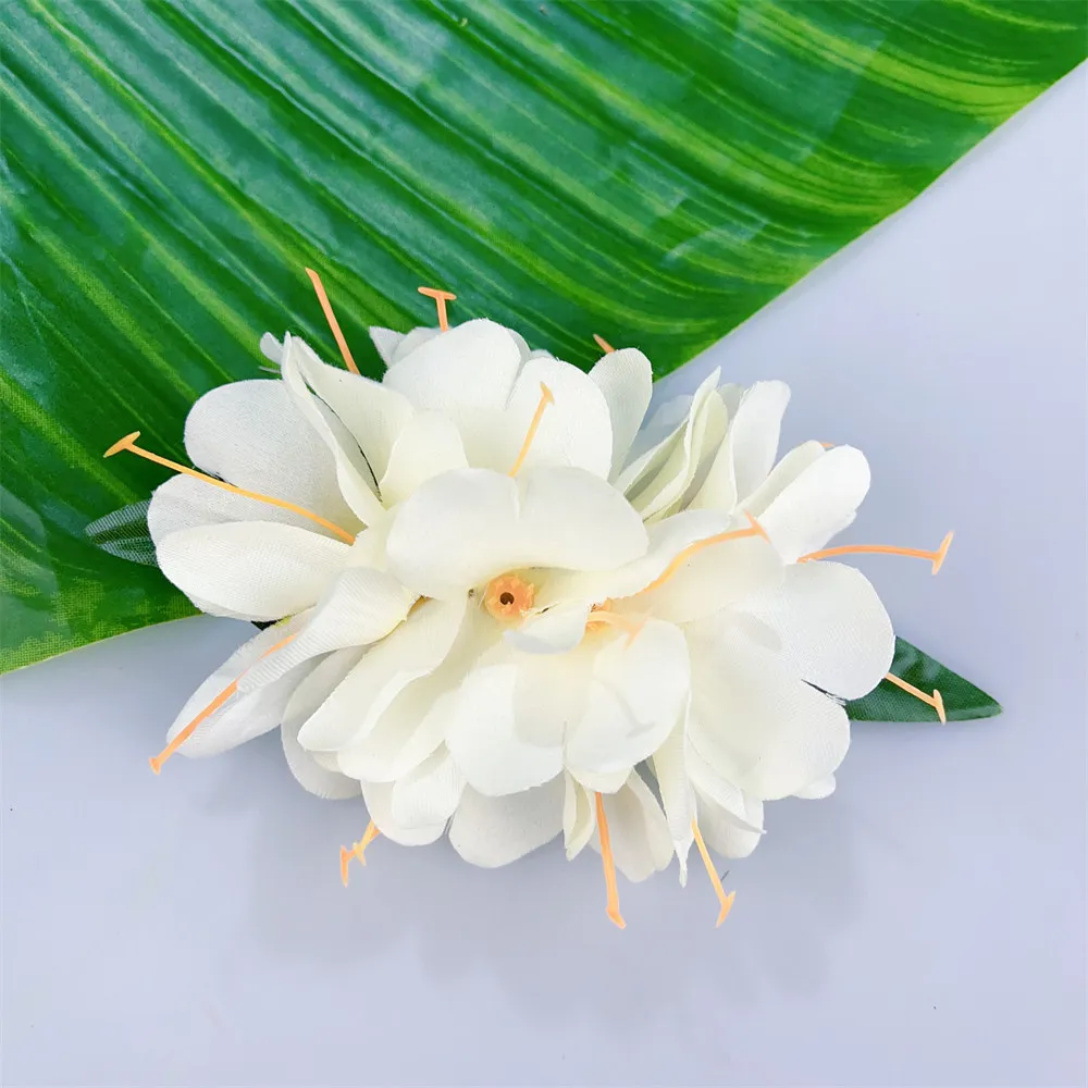 Hula Girl Kahili Ginger Hair Clip Hawaii Style Tahitian Headdress Artificial Flowers Hair Pin for Women Wedding Party Accessory