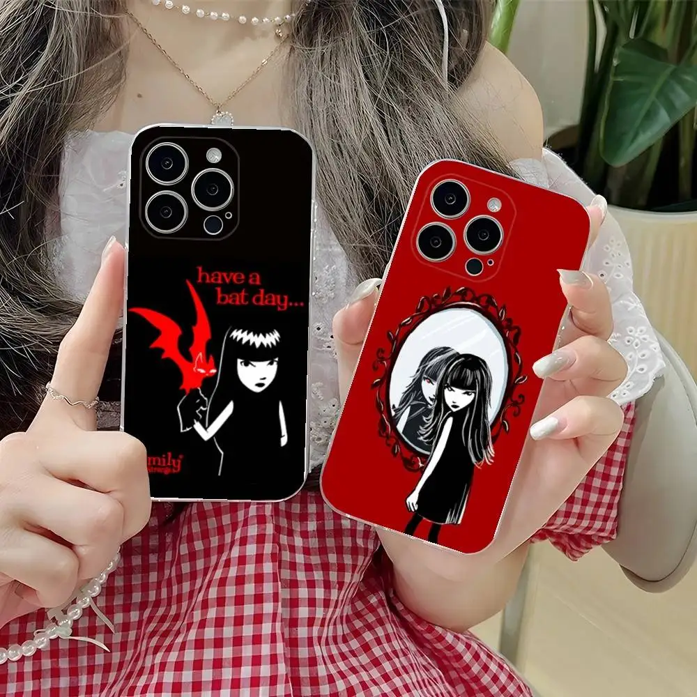 

E-Emily The Strange-S Phone Case For iPhone 16,15,14,13,12,11 Plus,Pro,Max,XR,XS,Plus,E,SE4,Mini Transparent Soft Cover