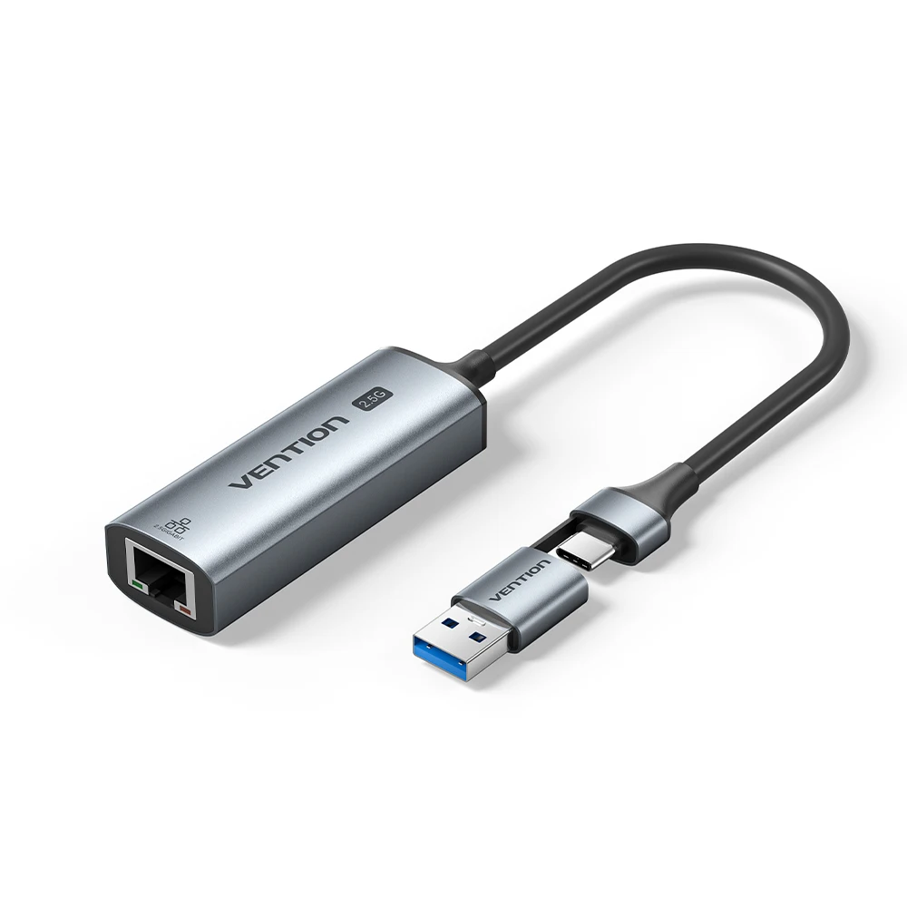 Vention USB A C 2.5G Ethernet Adapter USB 3.0 2500/1000 Mbps Network Card for MacBook iPad USB Lan RJ45 for PC Windows Laptop