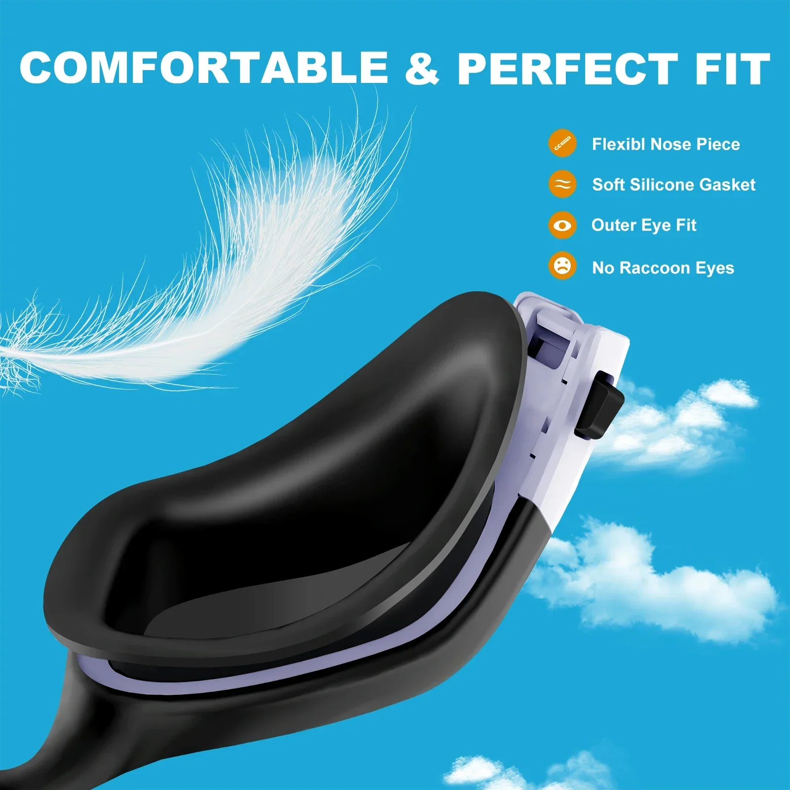 Lunettes de natation professionnelles pour adultes, lentille de protection UV, anti-buée, étanche, réglable, silicone, équipement de natation