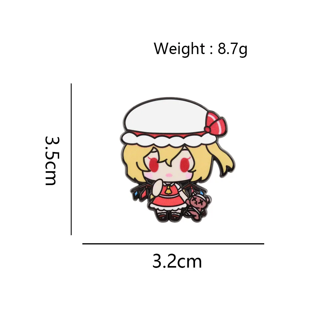Touhou Project Flandre Scarlet Emaille-Pins Niedliche Anime Flandre Broschen Kawaii Vampirmädchen-Abzeichen Rucksack-Anstecknadel Fangeschenk – Detail 3