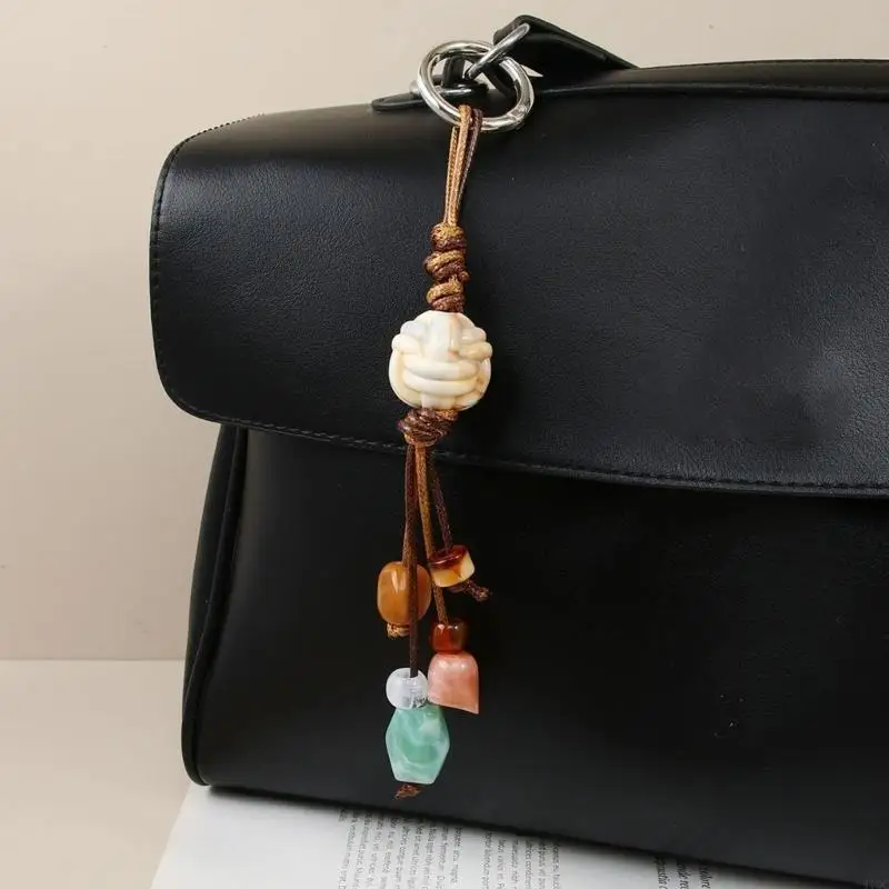Minimalist Resin Beaded Cord Keyring For Mobile Purse Practical Fashion Jewelry Gift 