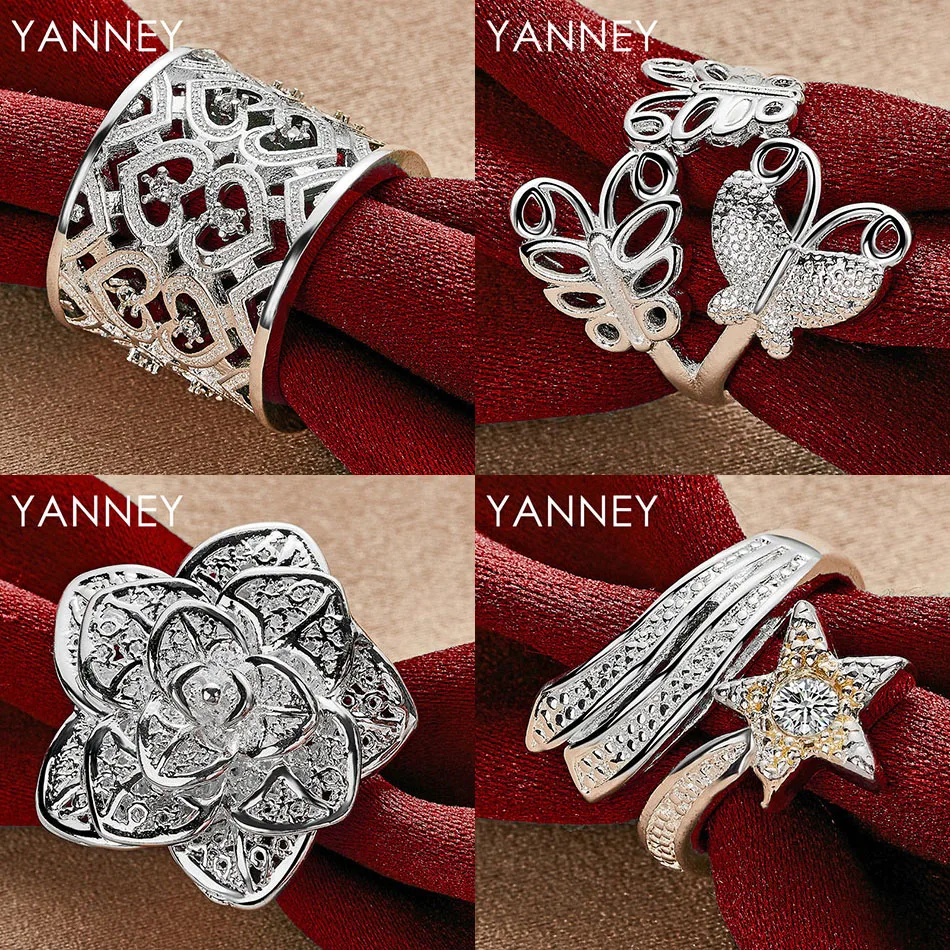 

Fashion 925 sterling silver open exquisite flower star ring women's gift accessories jewelry party wedding
