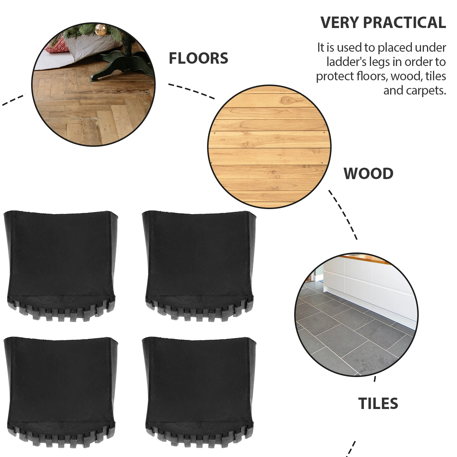 

4pcs Non-Slip Pads Rubber Foot Protectors Wear-Resistant Floor Protection Mat For Wood Tiles Carpets Durable Ladder Leg Covers