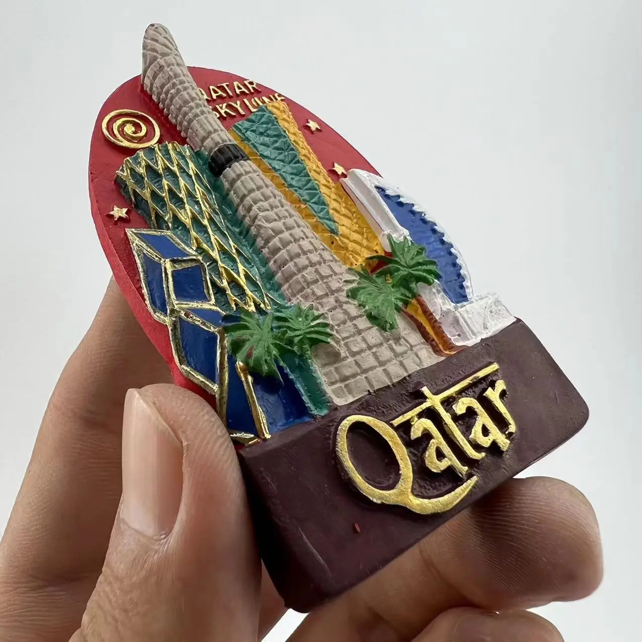 Qatar Refrigerator Stickers Travel Souvenirs Three-dimensional Decorative Artifact Resin Hand-painted Magnet Birthday Gift