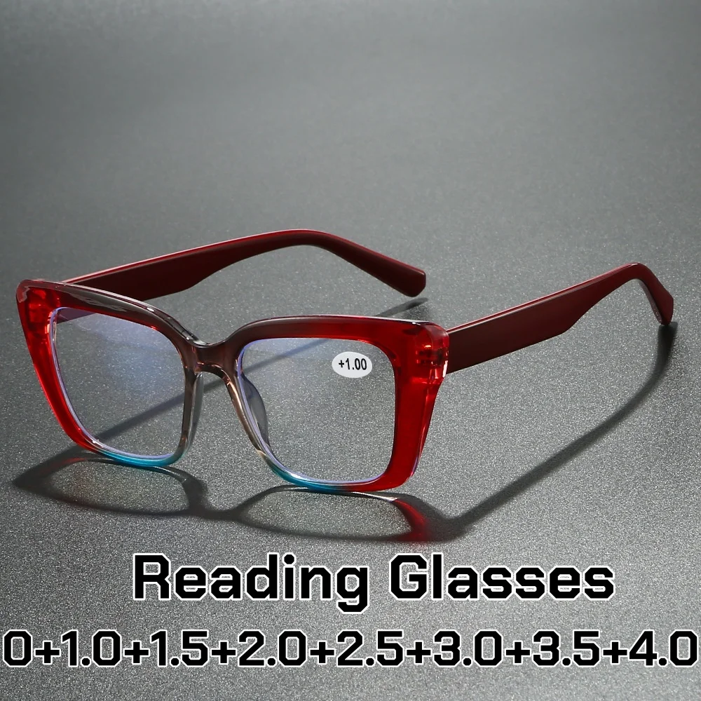

Очки для чтения с увеличенной оправой HD, модные, унисекс, с большой квадратной оправой, с защитой от синего света, для пресбиопии, с диоптриями