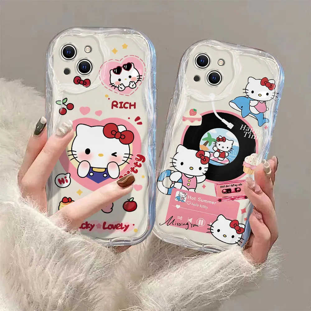 

Cute Hello Kitty 3D Wave Case For Xiaomi Redmi 13C 12 12C 10 10C 9 9C A1 A2 K50 K40 Note 13 12 11 10 Pro Plus 4G 5G Cover