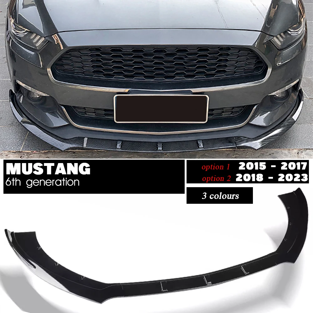 

Carbon Fiber Printing Front Bumper Lip Gloss Black Chin Spoiler for Ford Mustang S550 MK6 6th Generation 2015 - 2023