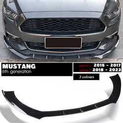 Carbon Fiber Printing Front Bumper Lip Gloss Black Chin Spoiler for Ford Mustang S550 MK6 6th Generation 2015 - 2023