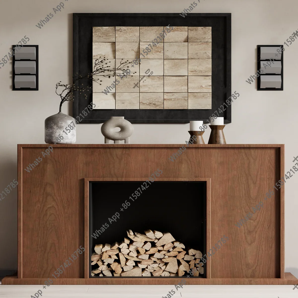 ZL antique solid wood mantel American retro door cabinet Surprise background wall Living room decorative cabinet Fireplace cabin