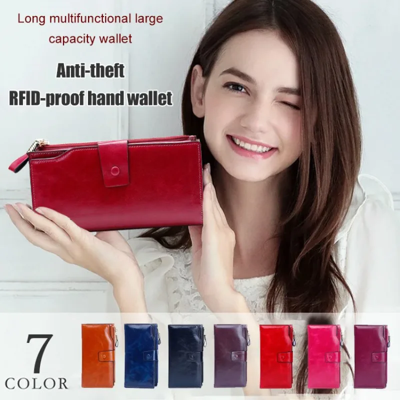 

New Women Genuine Leather Wallets Female Zipper Purses Big Capacity Woman Purse Ladies Long Hasp Wallet Clutch Coin Card Holders
