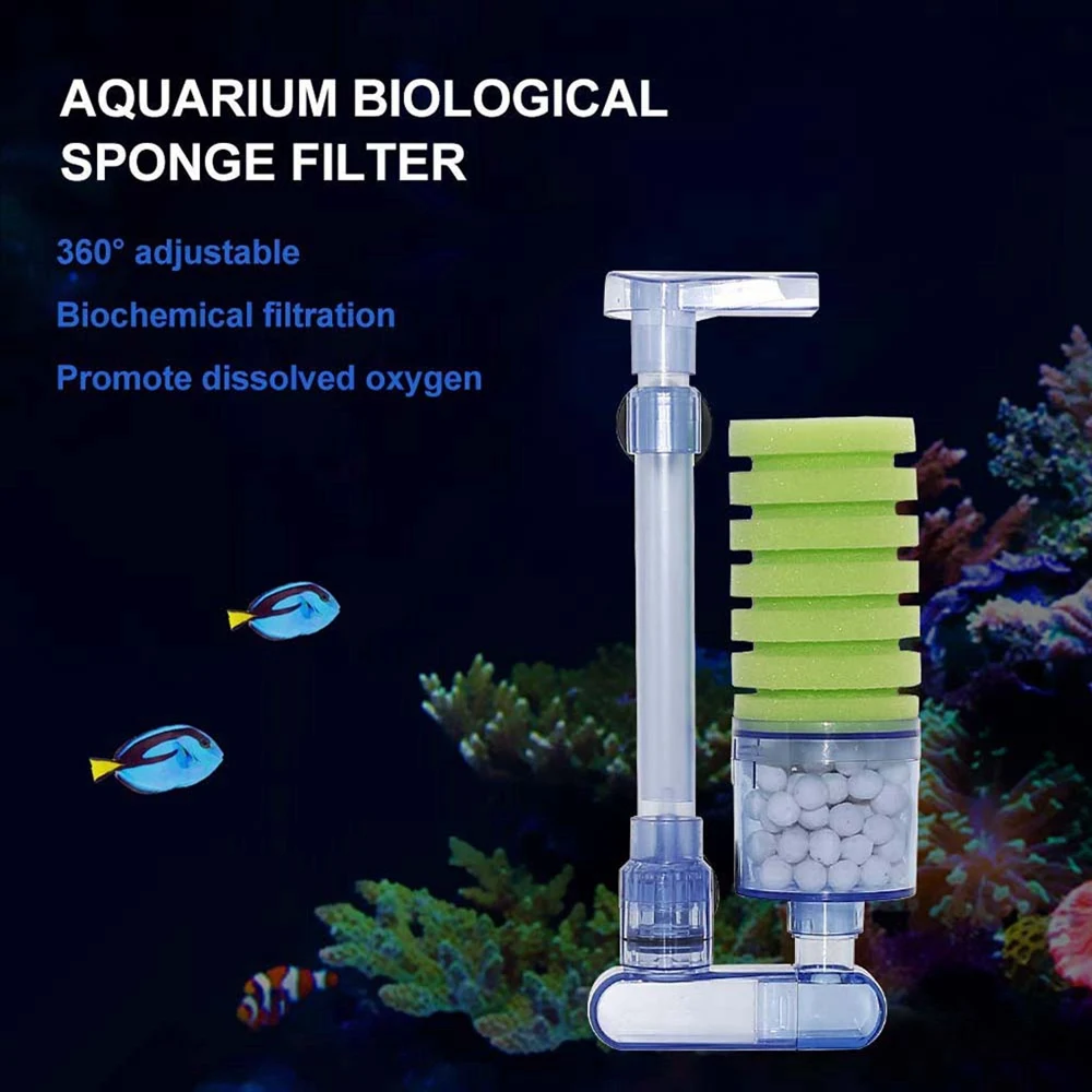 Aquarium Filter,Ultra Quiet Aquarium Biochemical Sponge Filter Fish Tank Air Pump Betta Fry Aquarium Fish Tank Water Fall