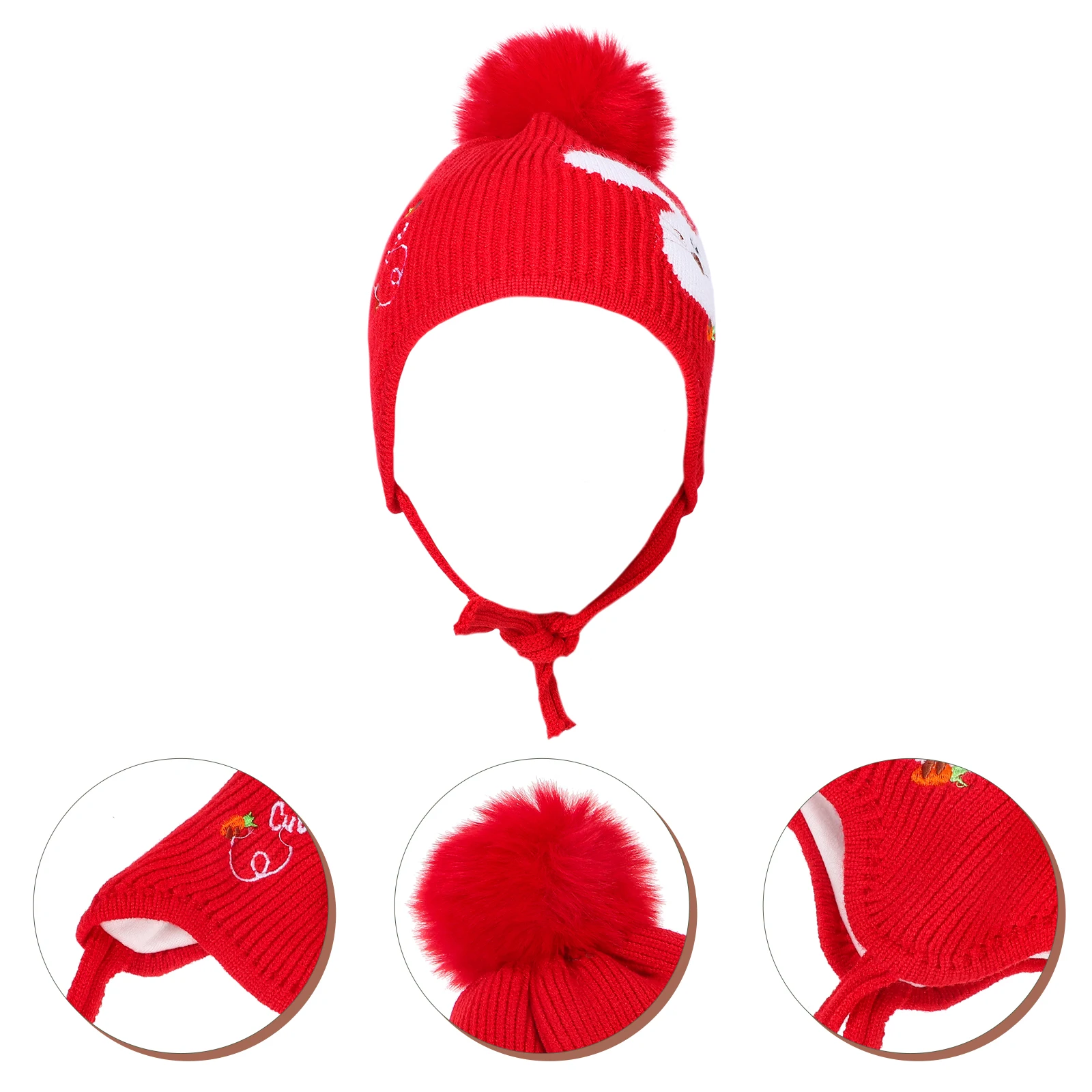 

1pc Baby Christmas Woolen Hat Knitted Pattern Warm Kids Hats Adorable Soft Elastic Comfortable Commemorative Photo Costume Props
