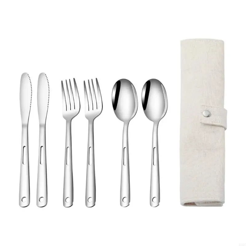 7 Pack User Friendly Stainless Steel Practical Outdoor Utensils Set Outdoor Dinnerware Suitable for Nature Lover Present