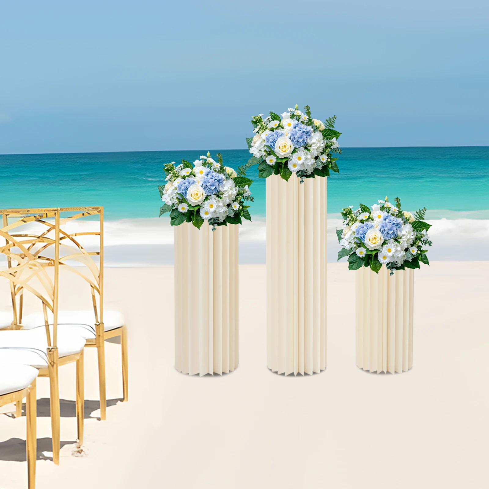 Set di supporti per fiori in cartone da 3 pezzi Ideale per decorare banchetti, hotel, ricevimenti di nozze e cabine fotografiche nelle feste.