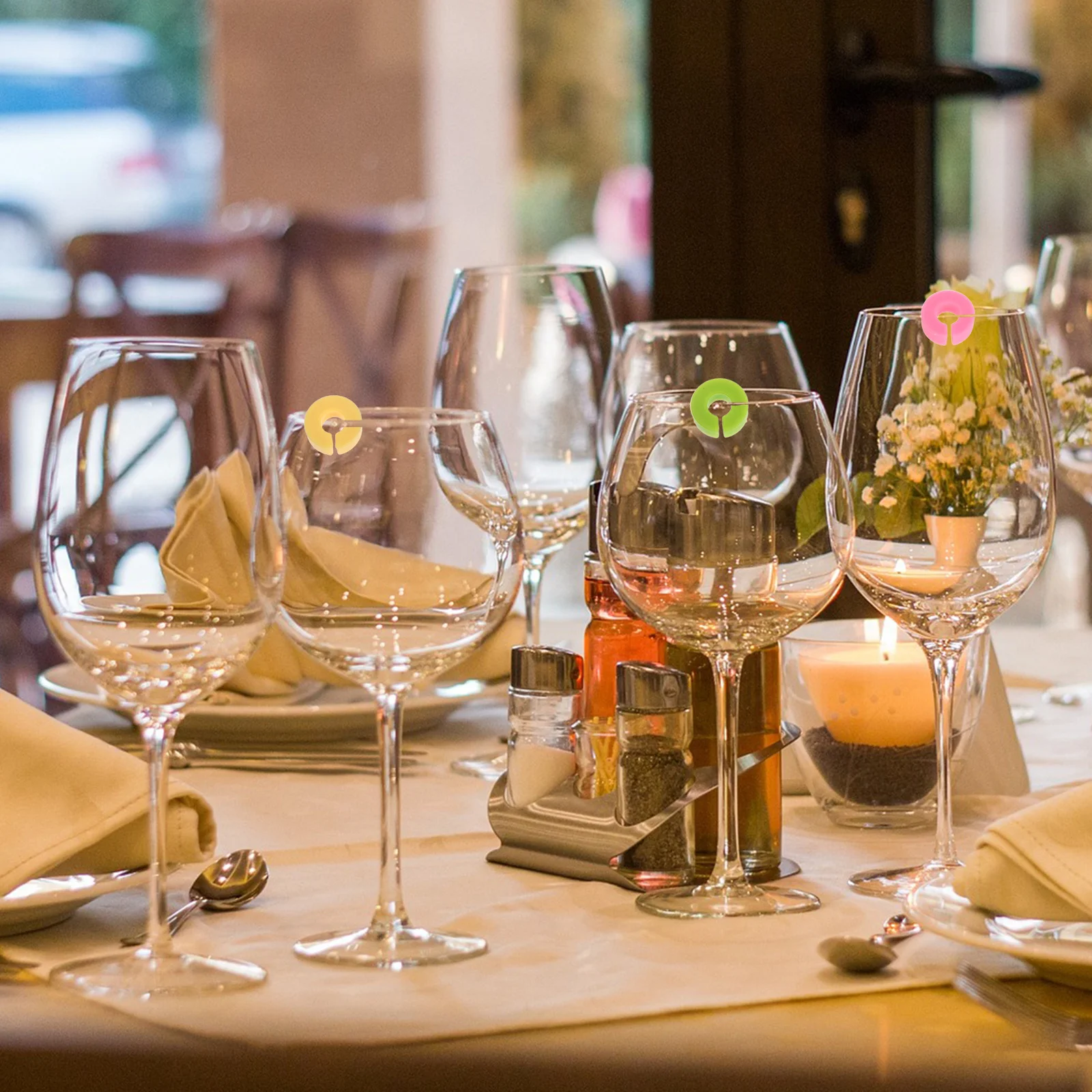 

36Pcs Silicone Wine Glass Charms Drink Markers Reusable Goblet Identifiers Colorful for Cocktail Party Wedding Birthday