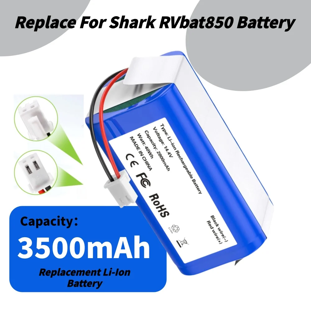 RVBAT850 Battery Replacement for Shark S87 RV725N RV750N RV761 RV850C RV1000S RV850 RV751 RV851WV RV871 RV871C RVBAT850_N Robot
