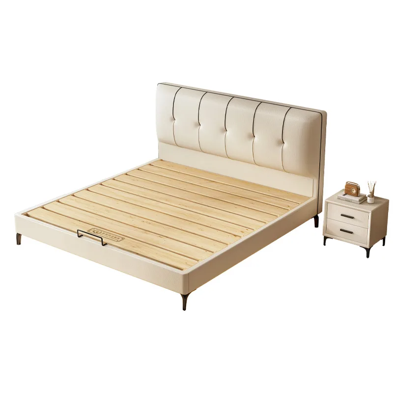 

Cream wind, suspended bed, modern, simple, soft bag, backrest, double, leather art