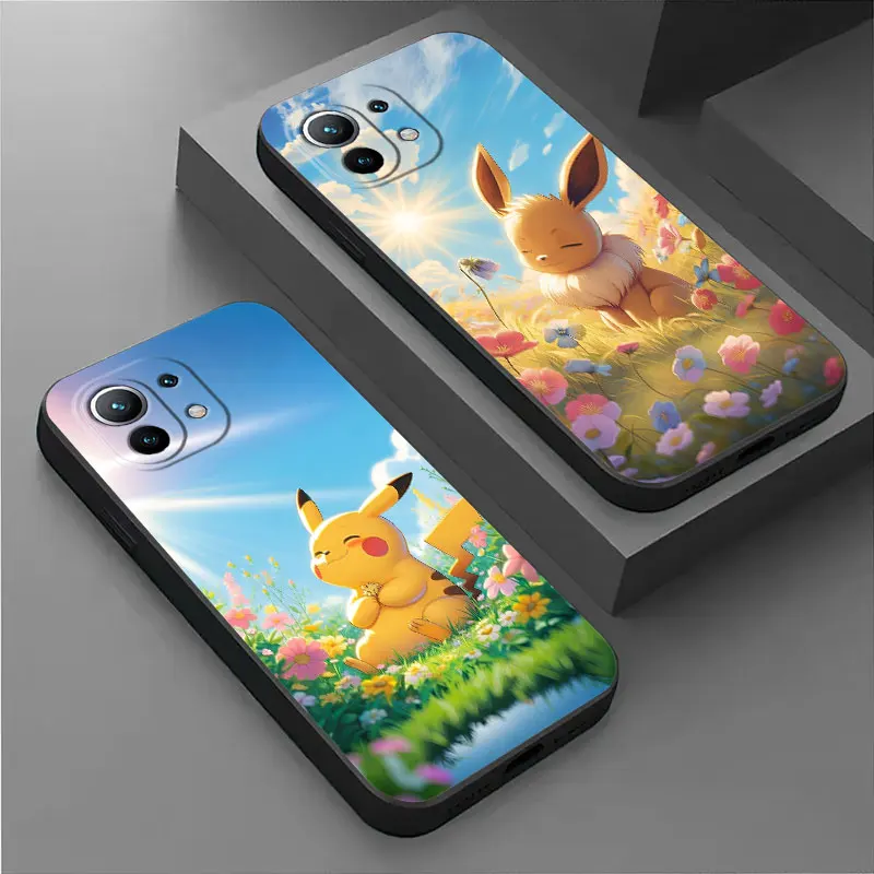 Pikachu Eevee Sunlight Pokemon Anime Phone Case For Xiaomi 14T 13T 12T 11T 14 Pro Mi 11 Lite Poco X3 X4 X5 X6 M5 F5 F6 Pro Cover