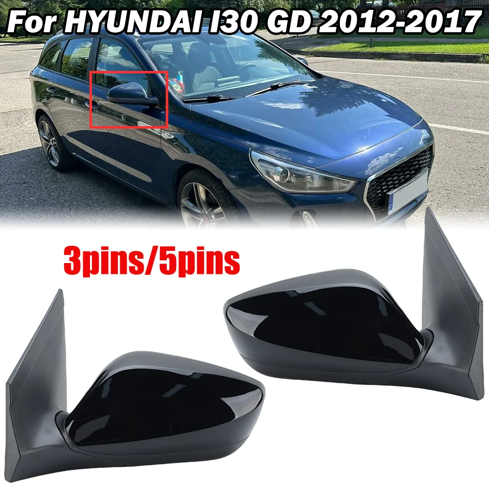 

3/5-контактное зеркало заднего вида в сборе для Hyundai I30 GD 2012 2013 2014-2017, черное ручное складное боковое зеркало, автомобильные аксессуары