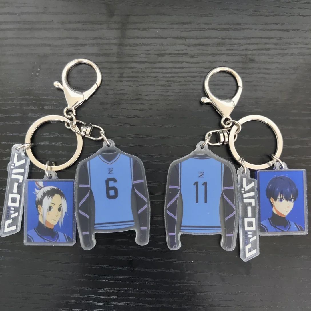 6CM BLUE LOCK Anime Figure Cosplay Jersey Style Acrylic Keychains New Creative Series Figure Bag Pendant Keyrings Toys Fans Gift