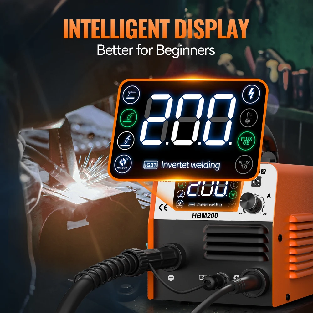 HITBOX 3 in 1 Semi-automatic Welding Machine HBM200 Welding Machine MIG/MMA/TIG No Gas Welding Equipment IGBT Inverter