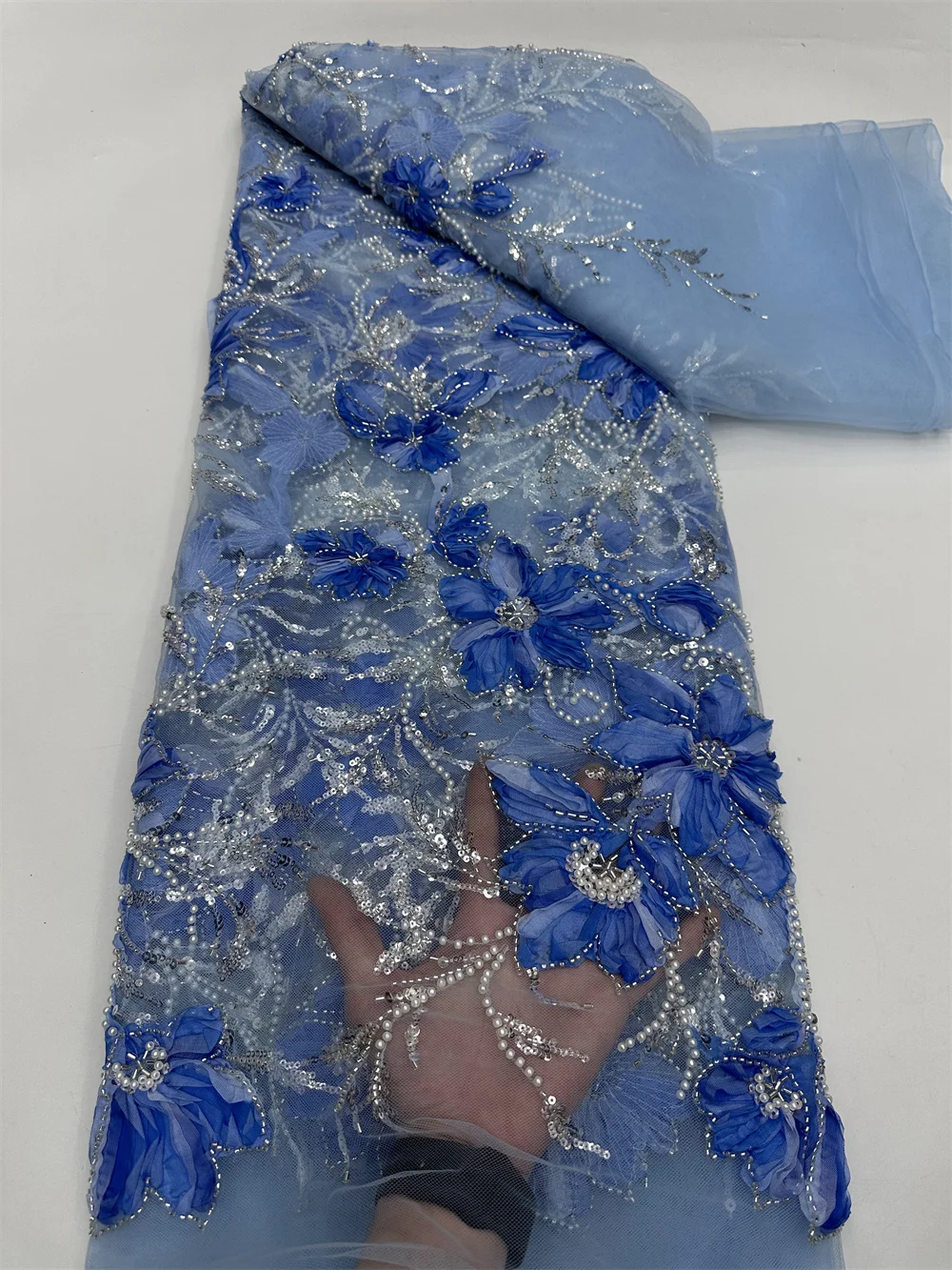 

Роскошная африканская нигерийская высококачественная кружевная ткань с вышивкой бисером и французскими блестками для женских свадебных платьев